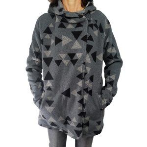 XL Crescent Hooded Jacket Toggle Gray Aztec Print